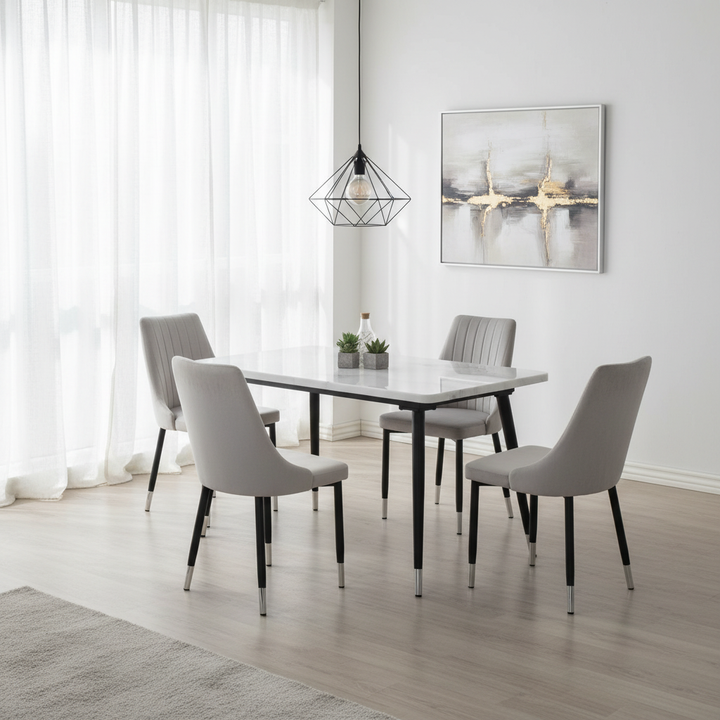 طاولة طعام بيضاء 1+4