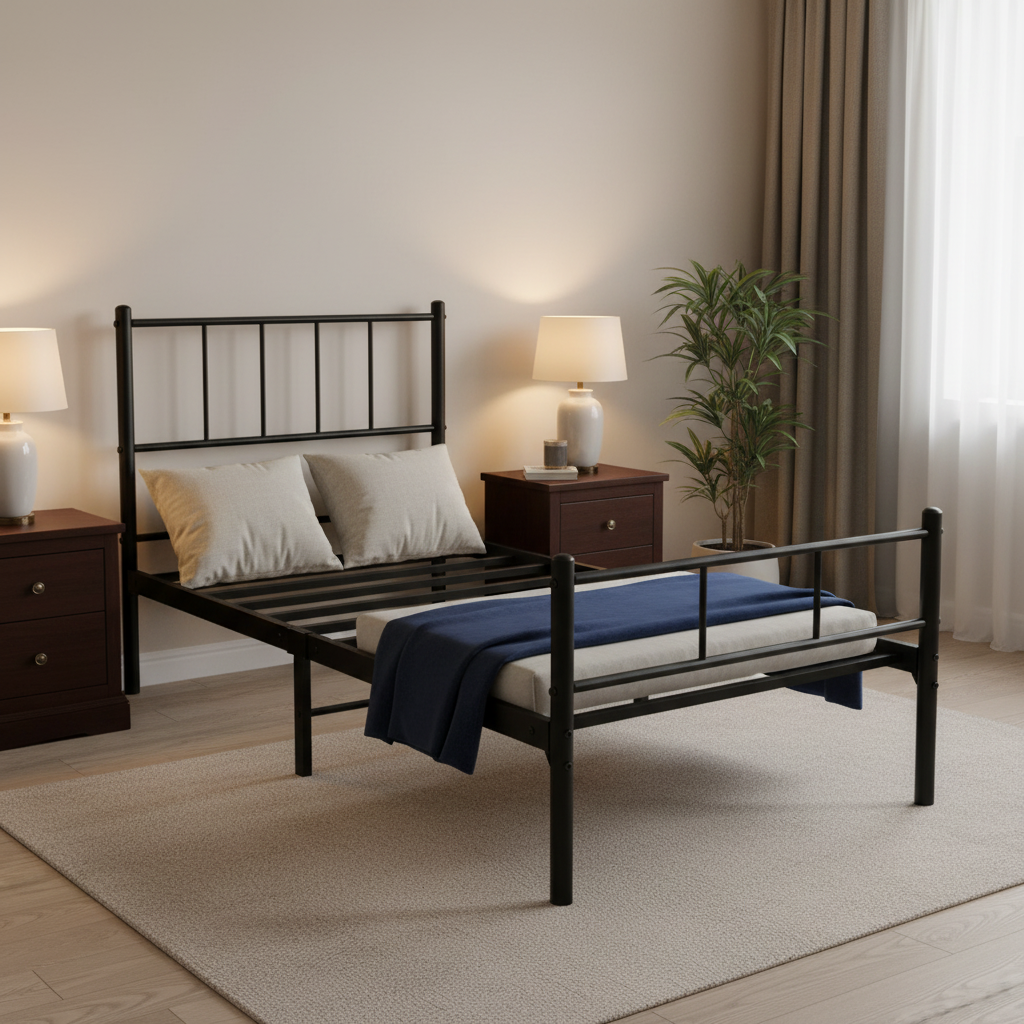 سرير حديد 3923 أسود - مصحح