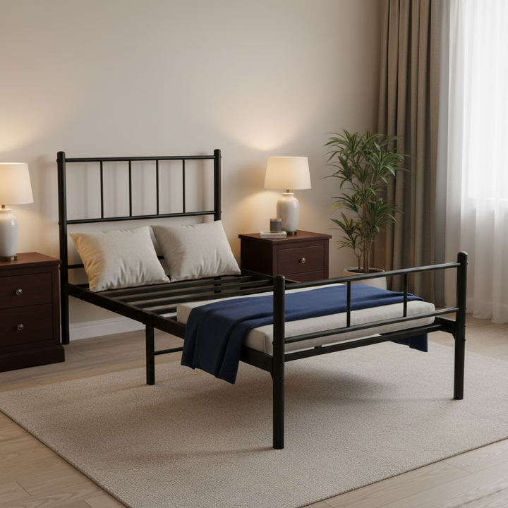 سرير حديد 3923 أسود - مصحح