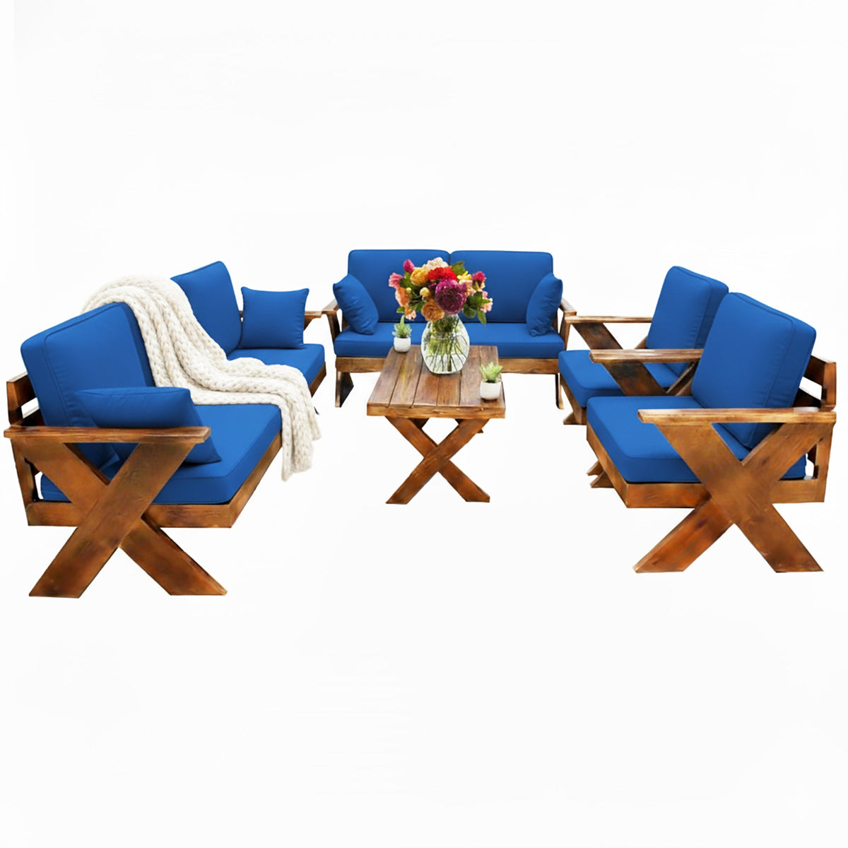 جلسة خارجية خشب قماش لون أزرق تتسع 7 اشخاص
صورة حي