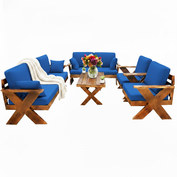 جلسة خارجية خشب قماش لون أزرق تتسع 7 اشخاص
صورة حي