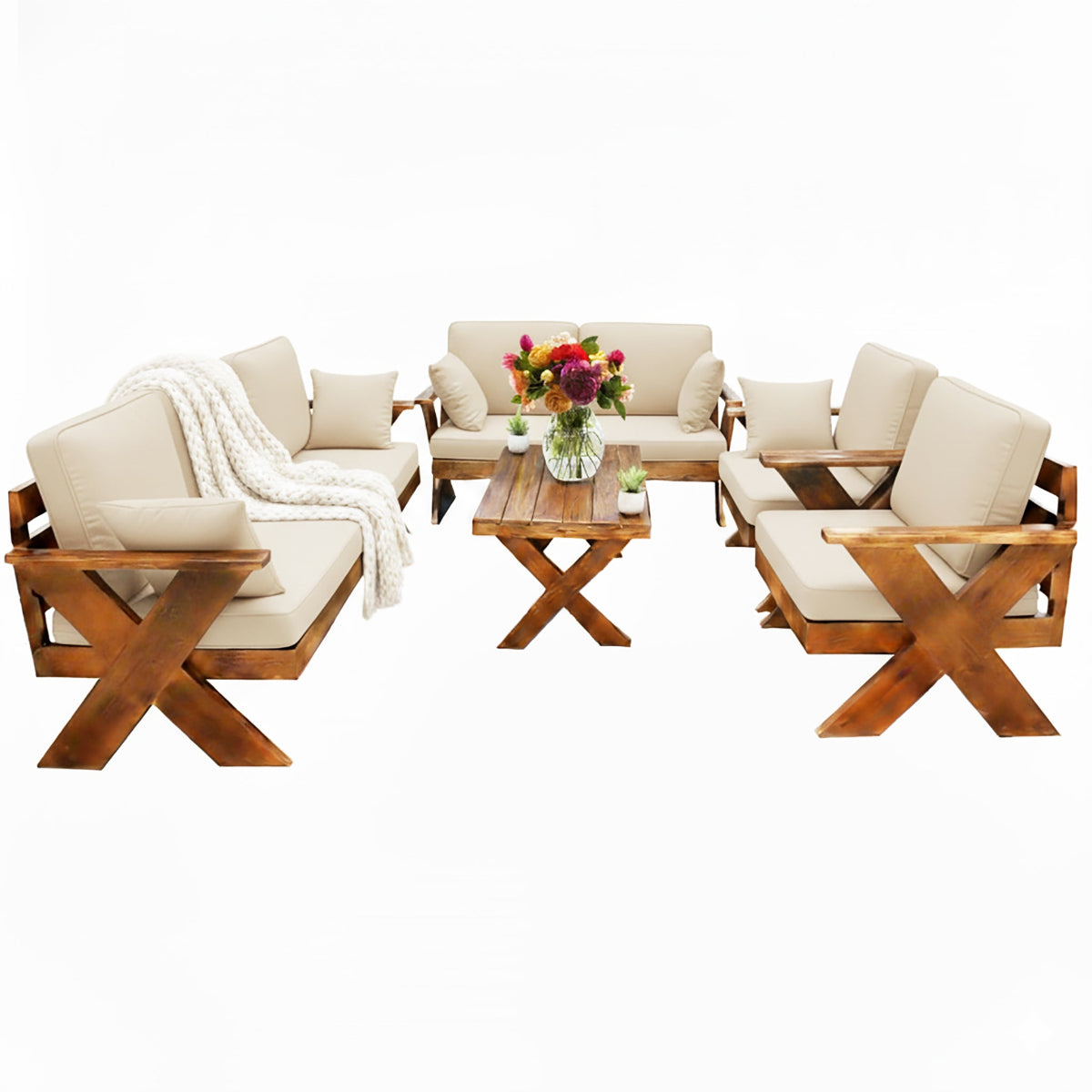 جلسة خارجية خشب قماش بيج غامق تتسع 7 اشخاص
صورة حية