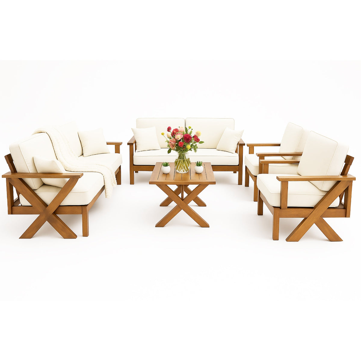 جلسة خارجية خشبي سويدي سكري اوف وايت تتسع 7 اشخاص