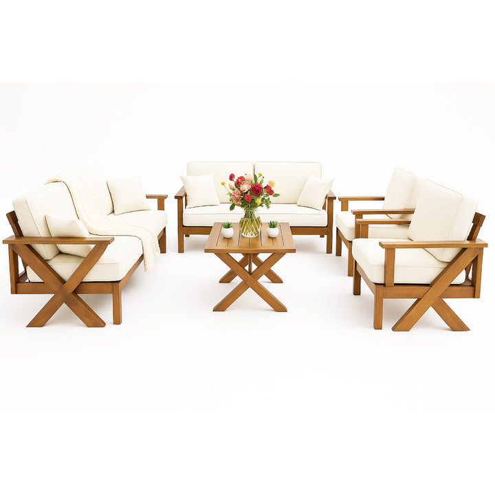 جلسة خارجية خشبي سويدي سكري اوف وايت تتسع 7 اشخاص