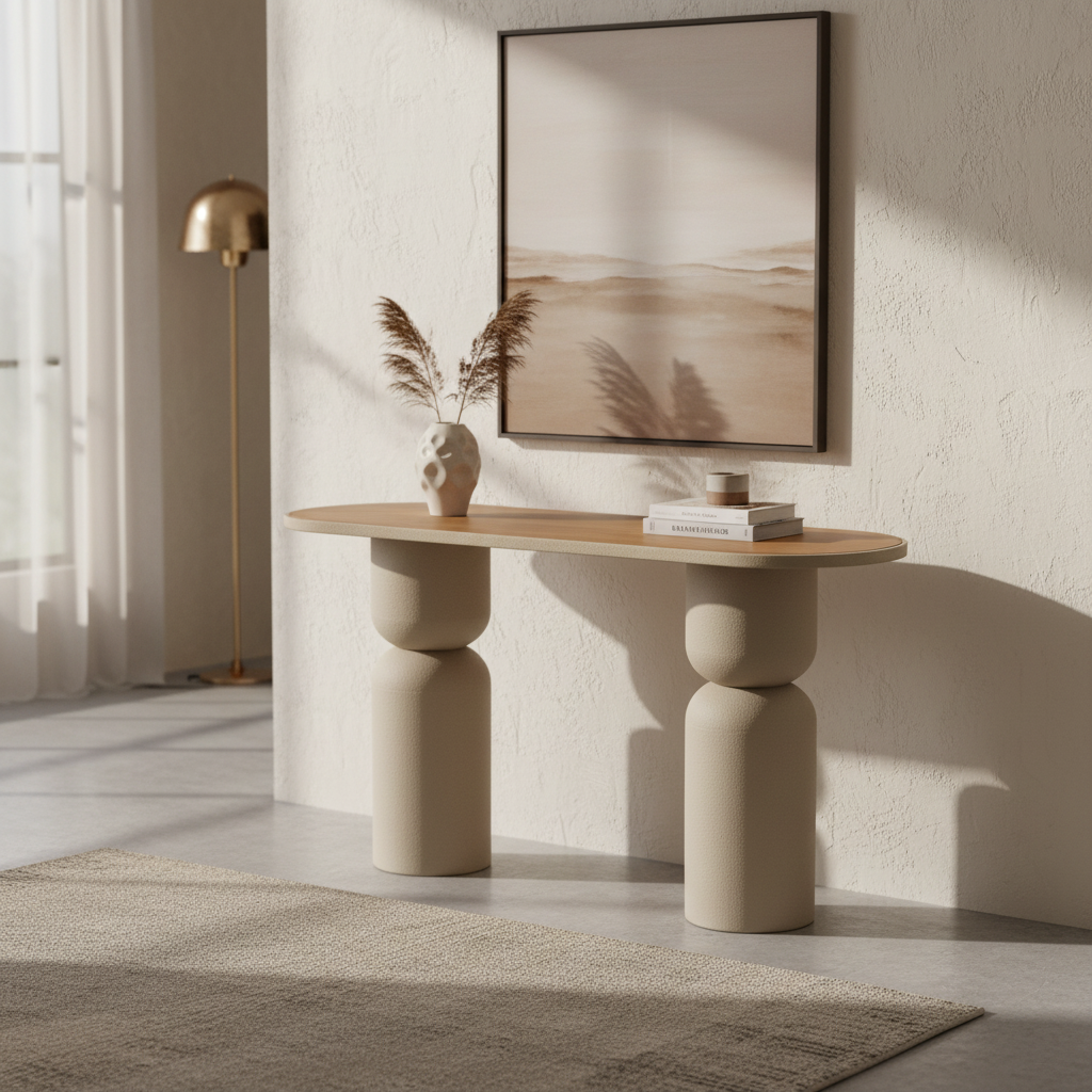 كونسول مدخل خشبي مع إطار بيج