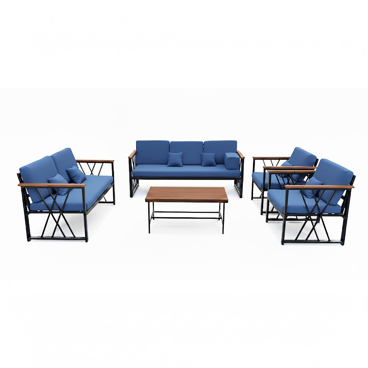 جلسة حديد اسود قماش كحلي  بـ 7 مقاعد
وطاولة 