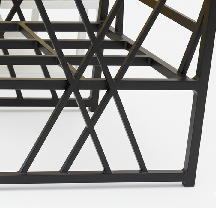 جلسة خارجية حديد اسود قواعد قوية  بـ 7 مقاعد