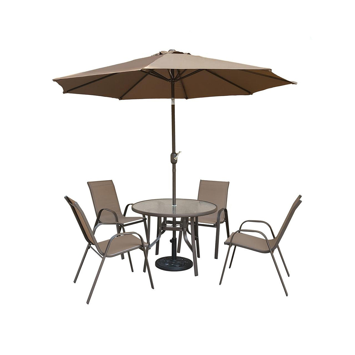 طاولة طعام مع مظلة 4 كرسي لون بيج