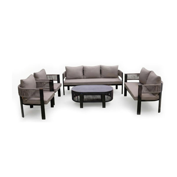 Outdoor seating set 7 persons gray