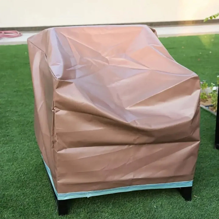 غطاء حماية للكرسي المفرد باللون البيج مع حواف زرقاء فاتحة مقاوم للماء
