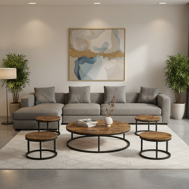 طقم طاولات شاي بني