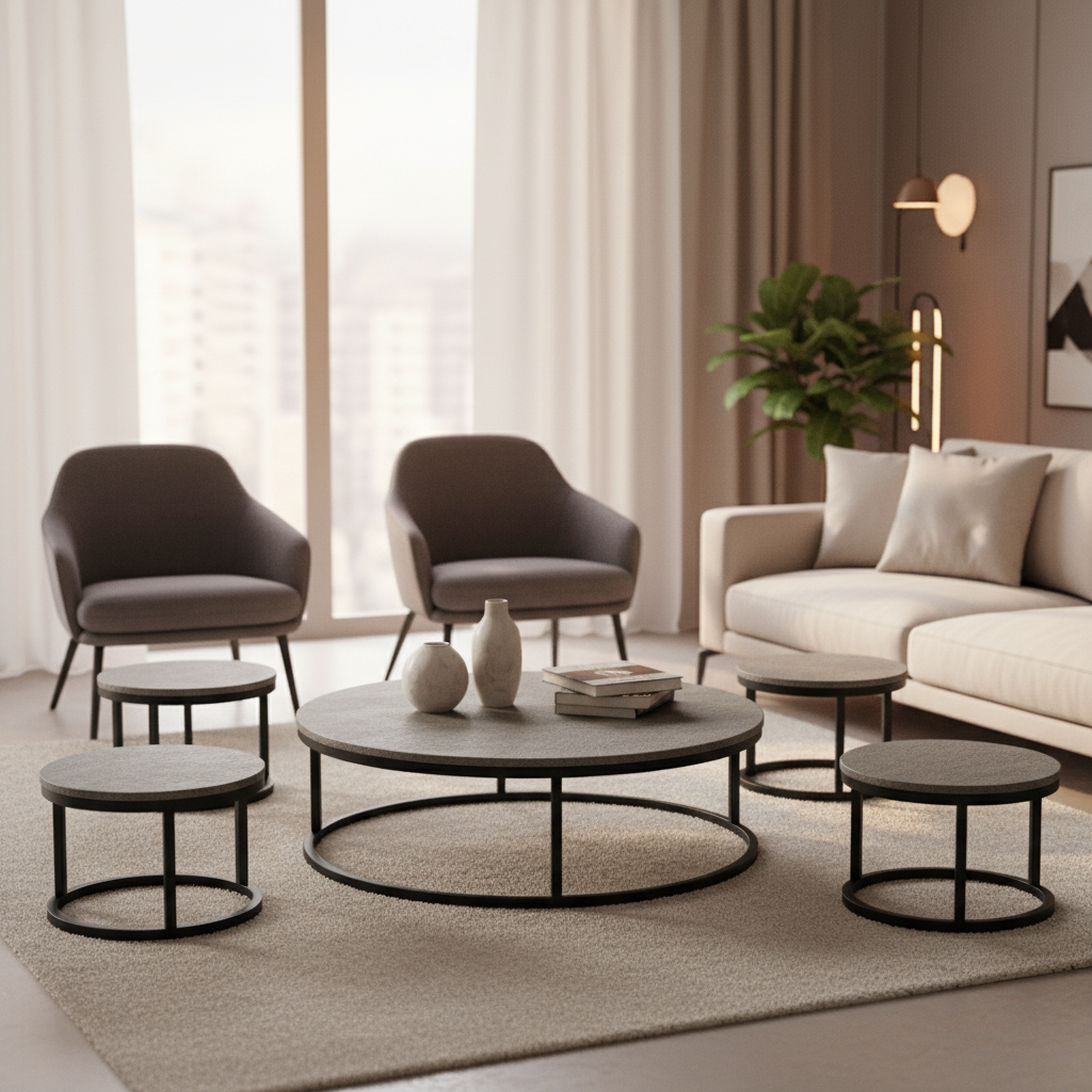 طقم طاولات شاي رمادي