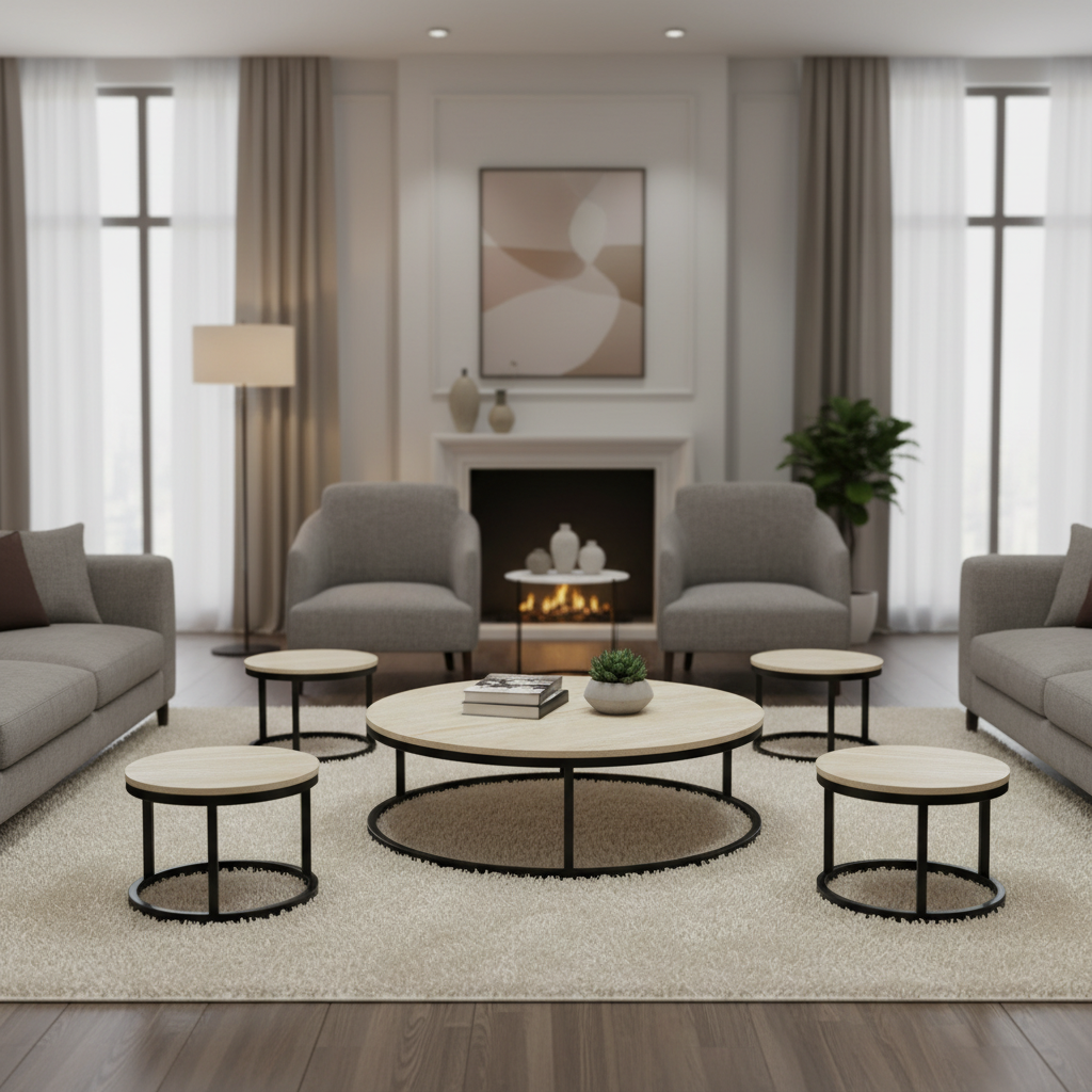 طقم طاولات شاي بيج فاتح