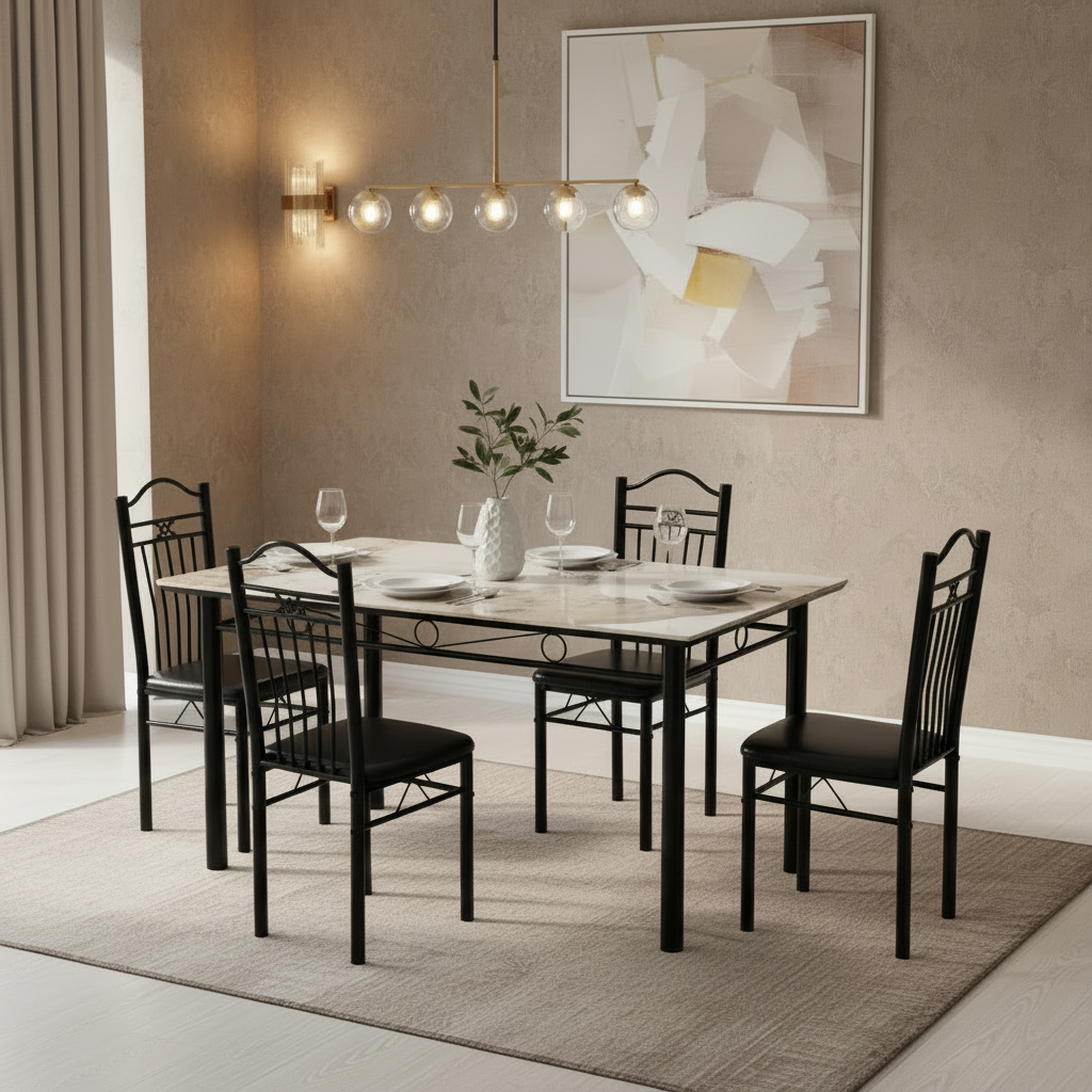 طاولة طعام سيراميك 1+4 SHD-10 بيج