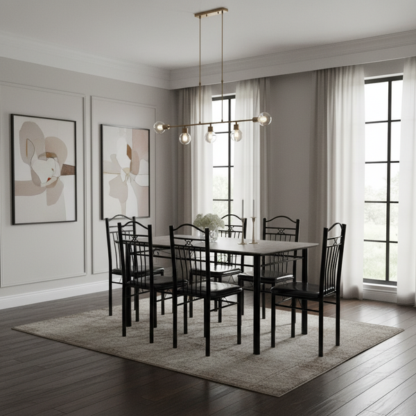 طاولة طعام سيراميك 1+6 SHD-10 رمادي