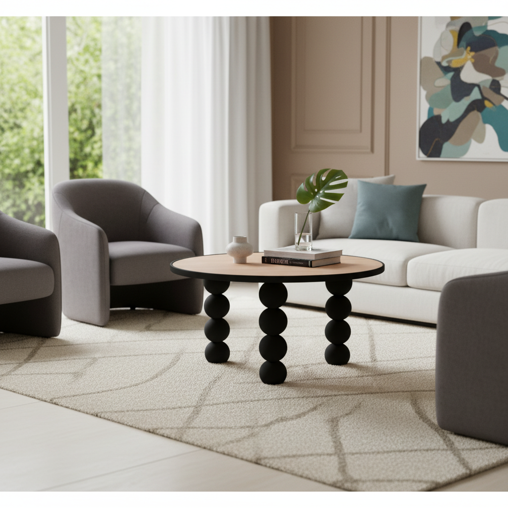 طاولة شاي HM630 أسود وبني