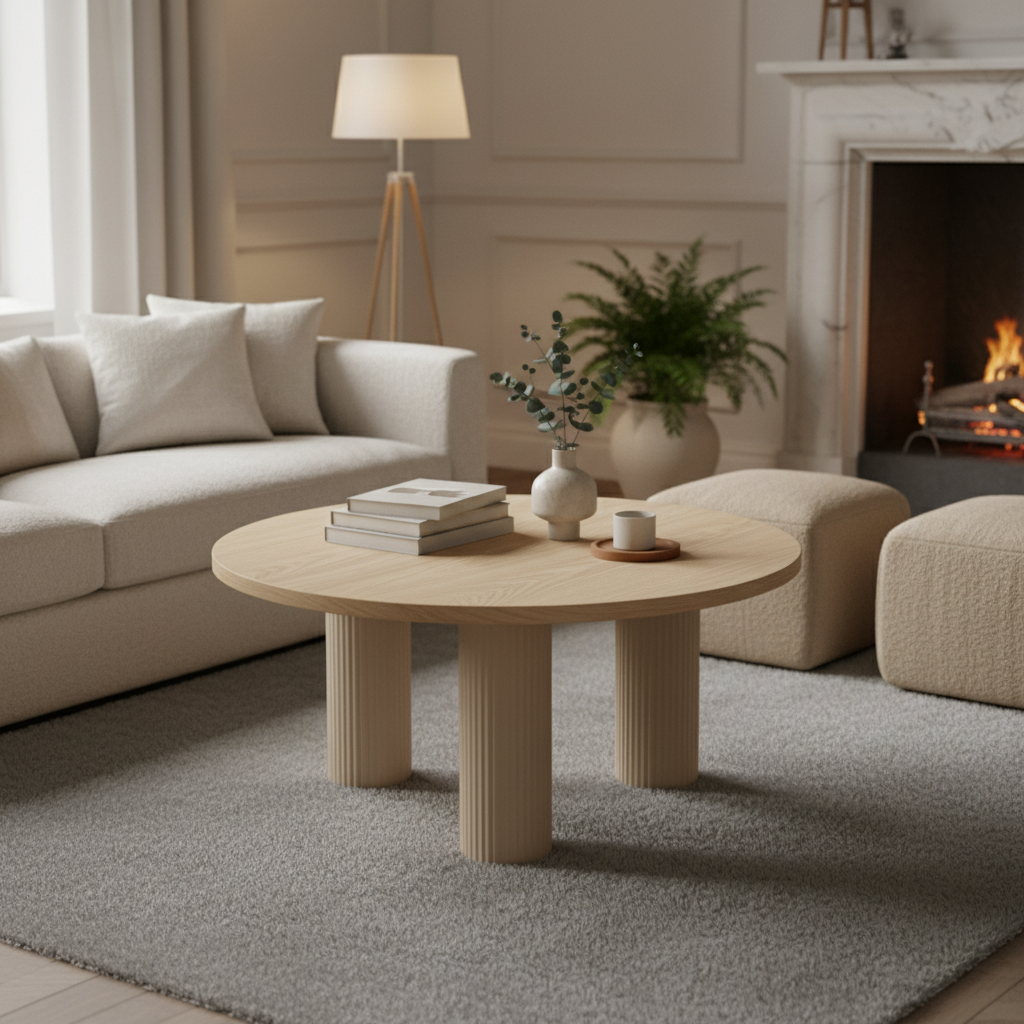 طاولة شاي HM631 بيج وخشب