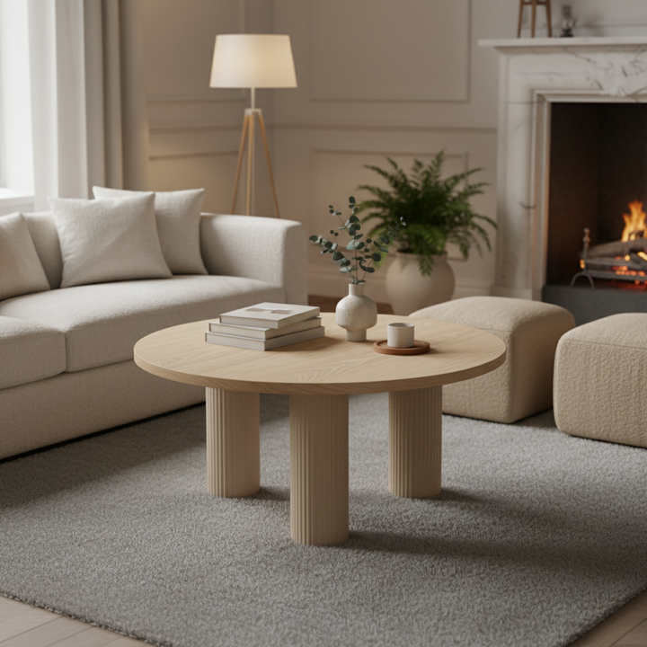 طاولة شاي HM631 بيج وخشب