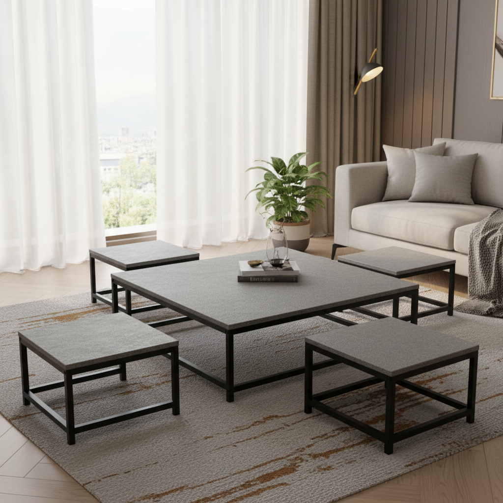 طقم طاولات شاي TS101 رمادي - خلفية مميزة