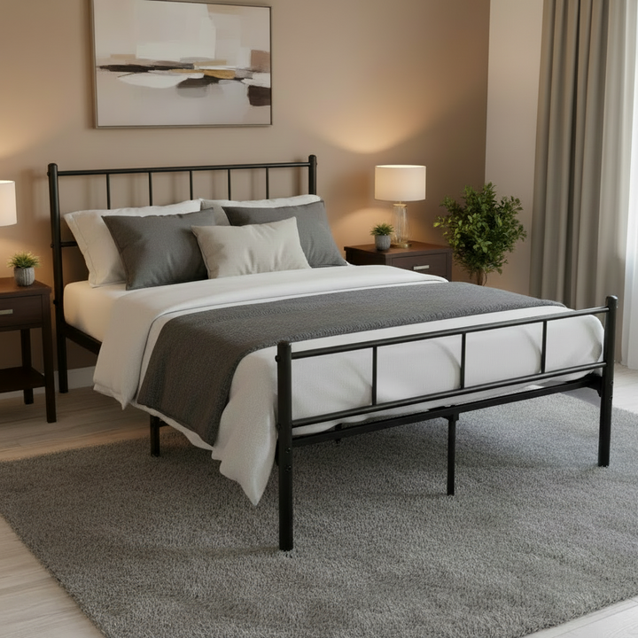 سرير حديد نفرين أسود