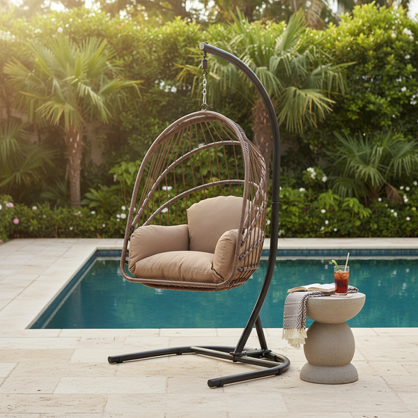 مرجيحة تصفيط A1301 بني - بخلفية حديقة