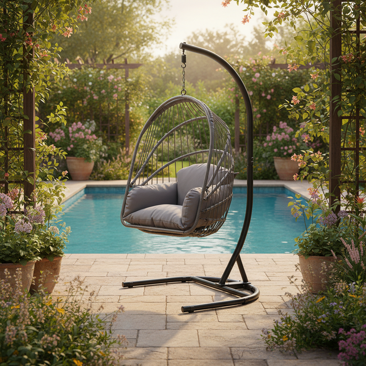 مرجيحة تصفيط A1301 رمادي - بخلفية حديقة