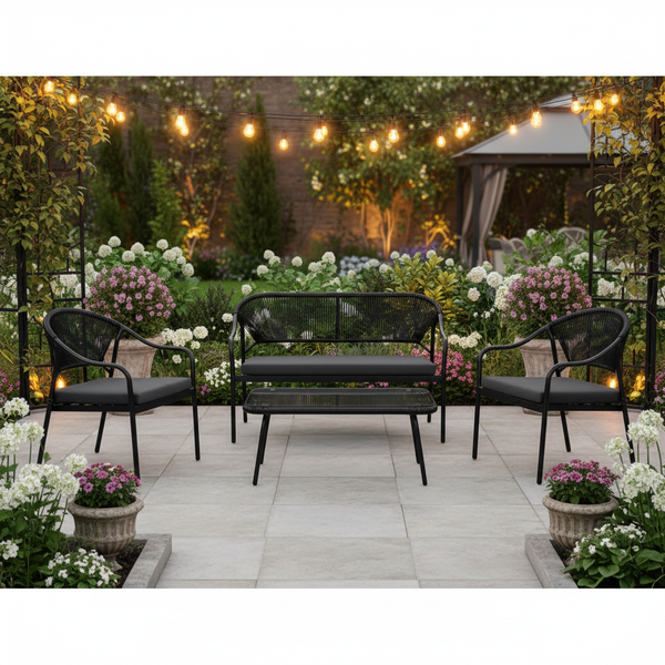 طقم كنب 4 شخص 211044 أسود