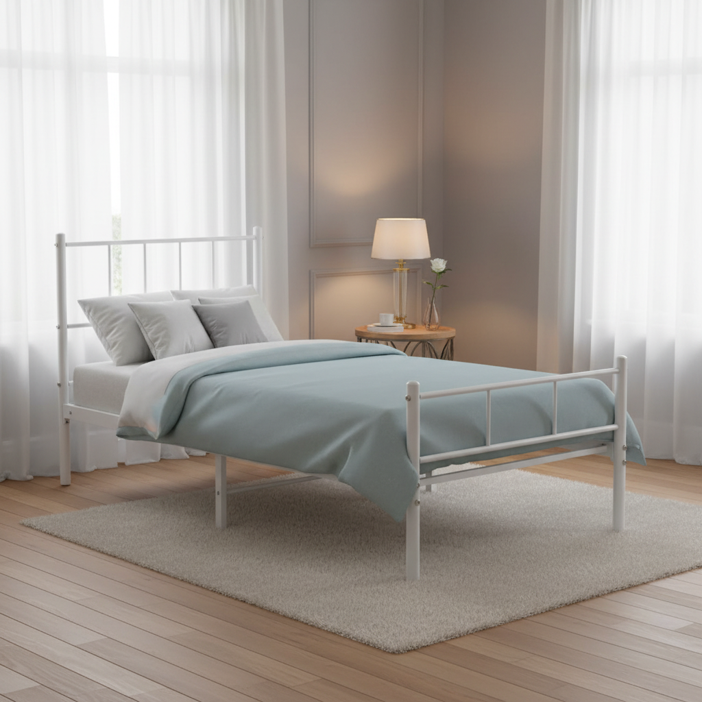 سرير حديد أبيض - مصحح