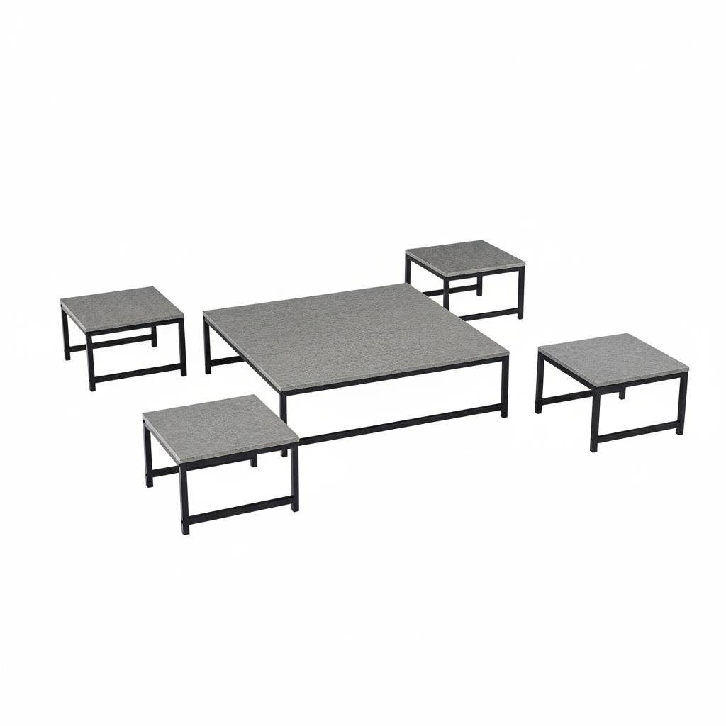 طقم طاولات شاي TS101 رمادي - خلفية بيضاء