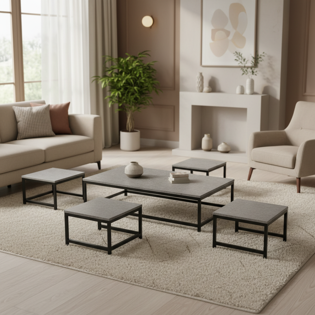 طقم طاولات TS102 رمادي - 5 قطع